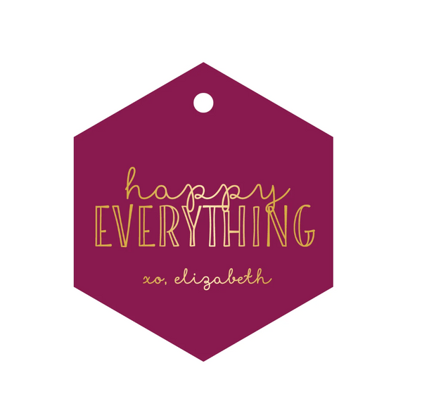 Personalized Gift Tag, Foil Stamped, Hexagon