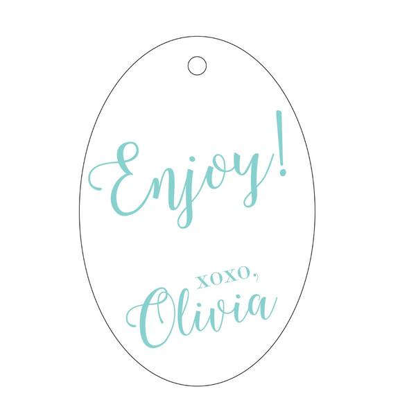 Personalized Gift Tag, Letterpress, Oval Enjoy