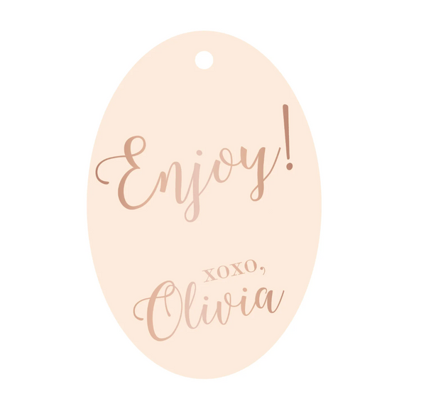Personalized Gift Tag, Foil Stamped, Oval Enjoy