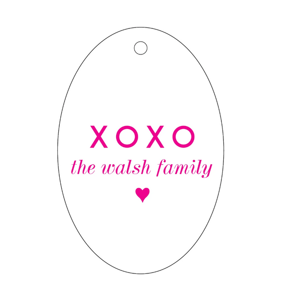 Personalized Gift Tag, Letterpress, Oval xoxo