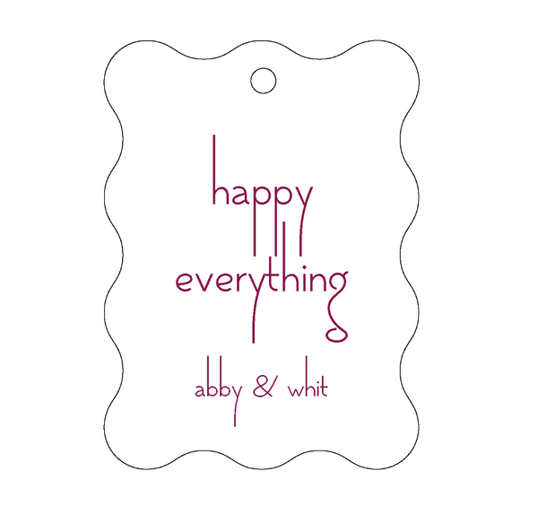 Personalized Gift Tag, Letterpress, Wavy