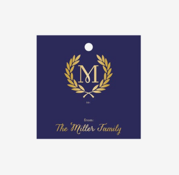 Personalized Gift Tag, Foil Stamped, Monogram