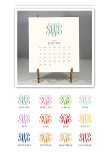Monogrammed 2023 Desk Calendar & Easel