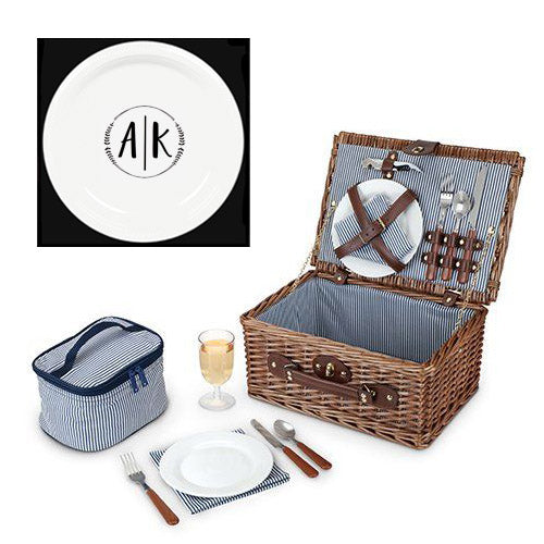 Wicker Picnic Set with Personalized Plates