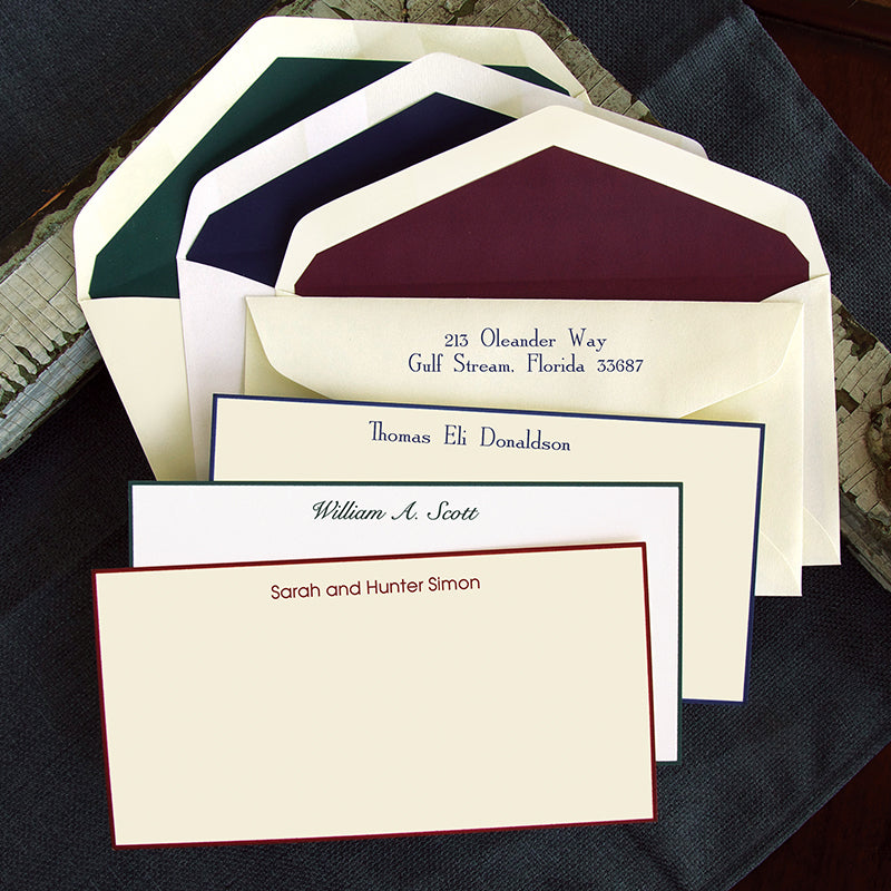 Custom Hand Bordered Cards, Traditional Slender Stationery