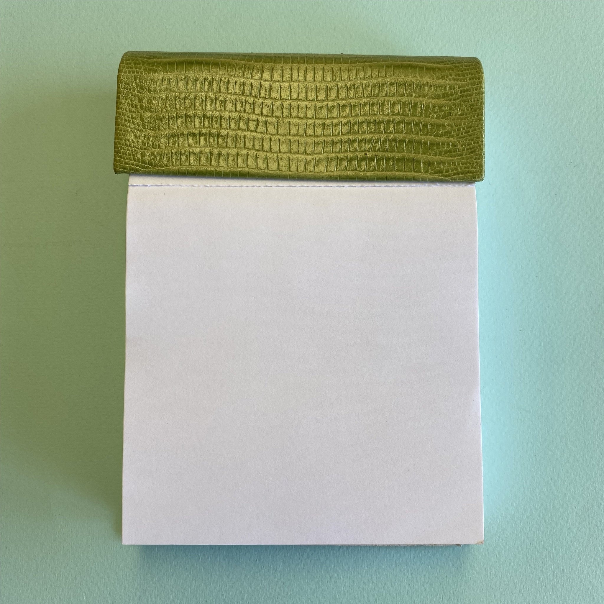 Leather Covered Memo Pad Holder - Apple Green