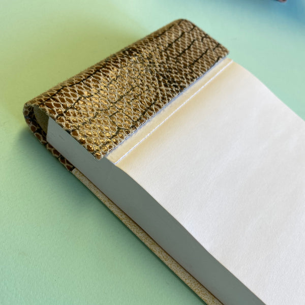 Leather Covered Memo Holder - Black/Taupe