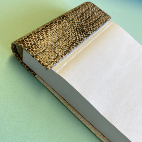 Leather Covered Memo Holder - Black/Taupe