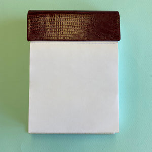 Leather Covered Memo Pad Holder - Burgundy