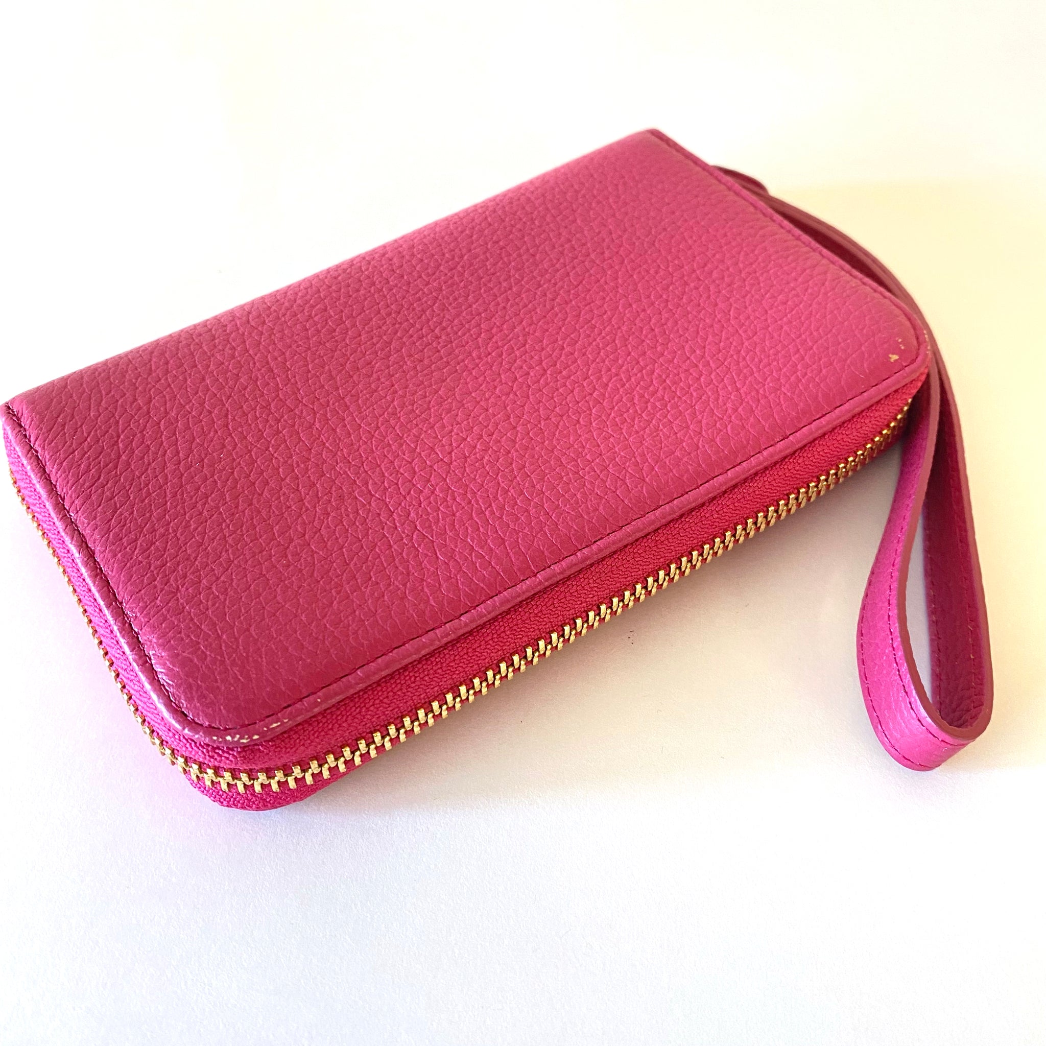 Leather Zip Wallet – Hot Pink