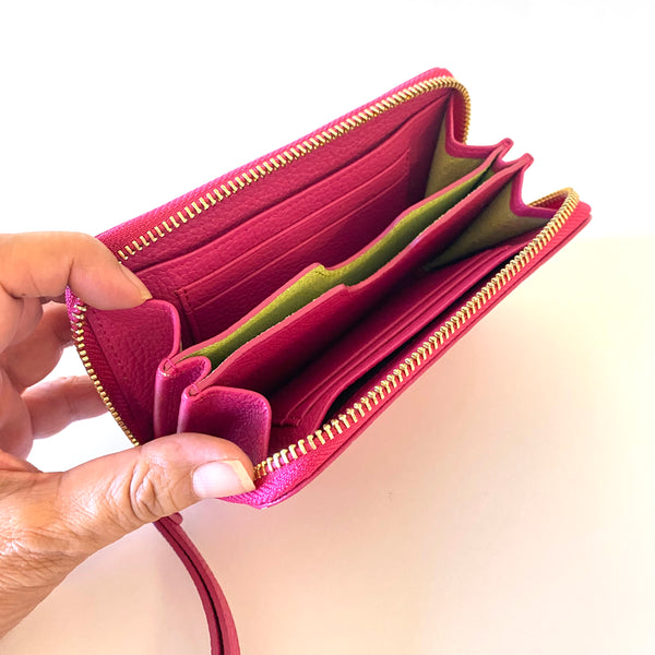 Leather Zip Wallet – Hot Pink