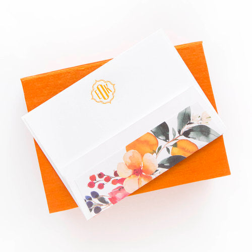Silk Letterpress Stationery Box - Orange