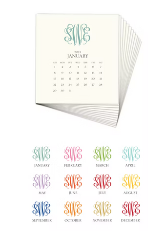Monogrammed 2023 Desk Calendar – Refill